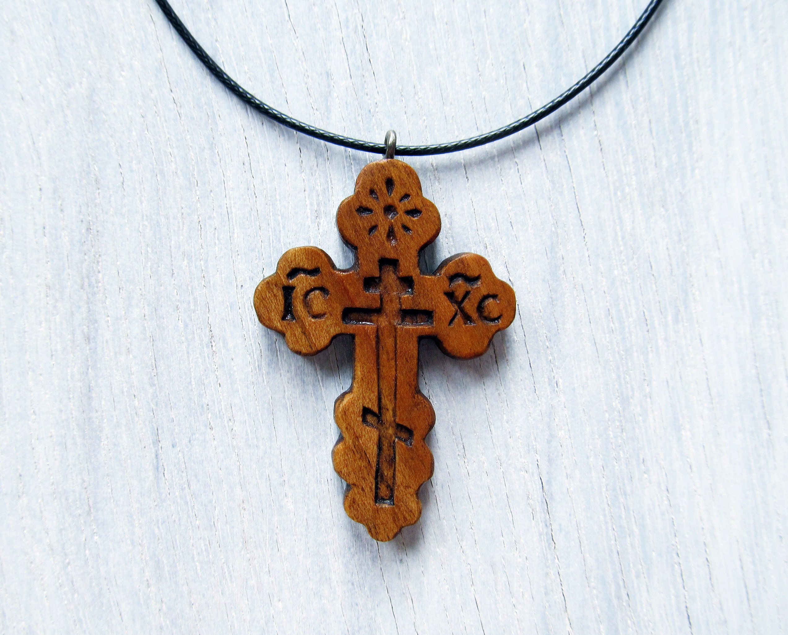 Orthodox Cross, Wooden Cross, Beads Necklace, Crucifix, Orthodoxy, Orthodox  Cross Pendant 