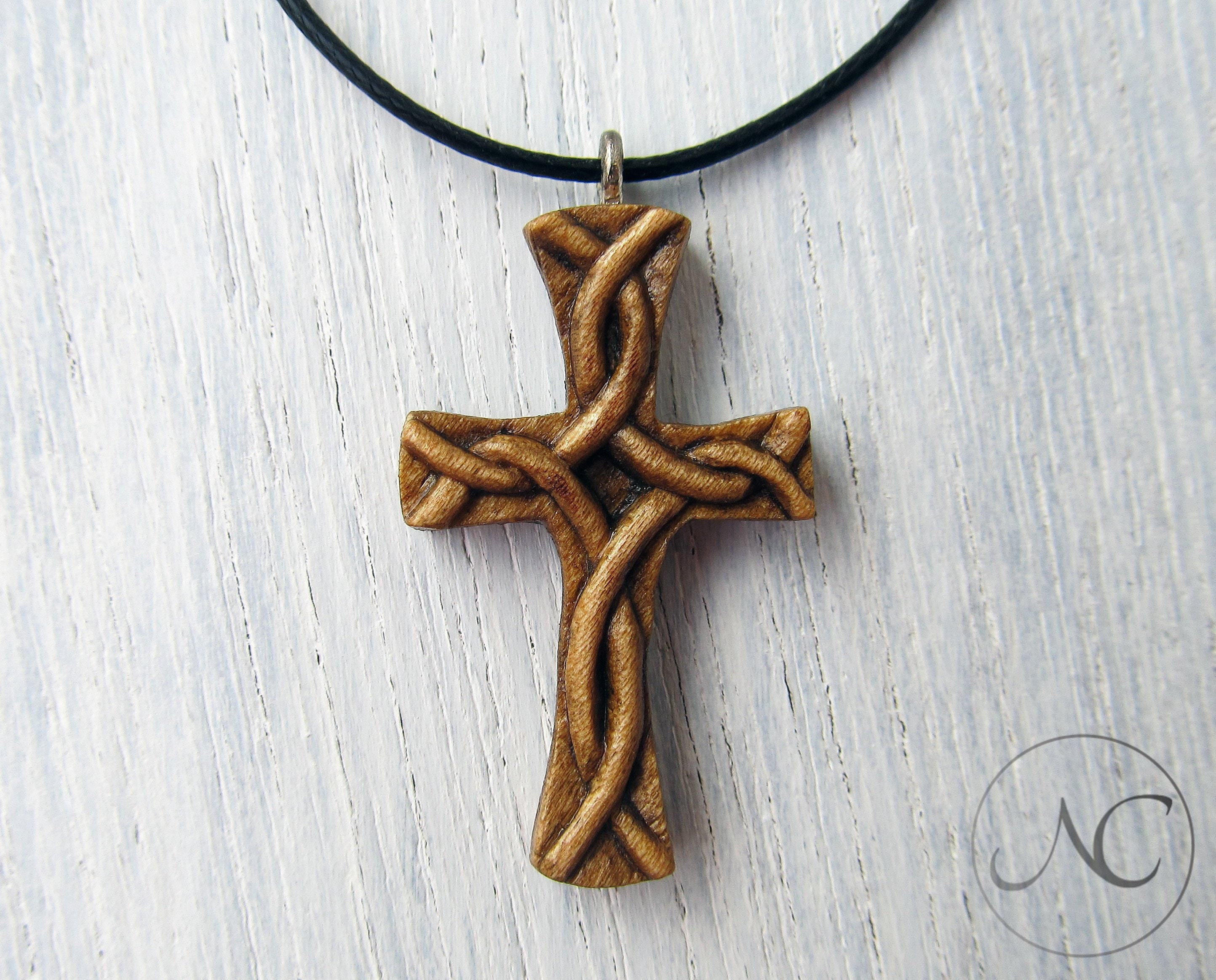 Wooden Cross Necklace Women S With Celtic Knot 50