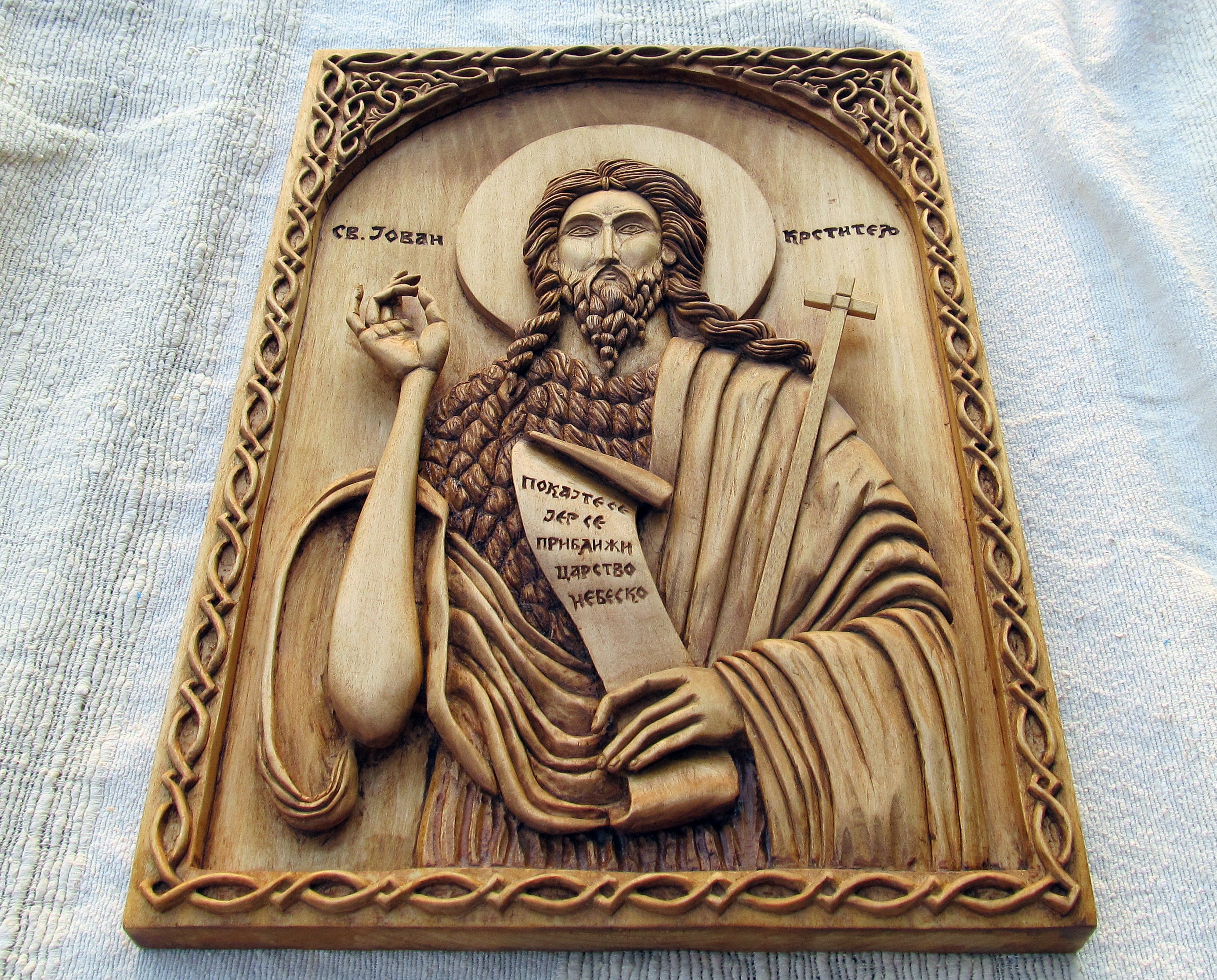 Orthodox Wood Icon Saint John the Baptist Handmade Carving, Orthodox ...