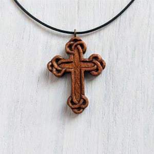 Griechisch russisch östlicher christlicher Kreuzanhänger, byzantinischer serbischer griechischer russischer östlicher christlicher Kreuzanhänger, christlicher Holzschmuck Heilige Dreifaltigkeit