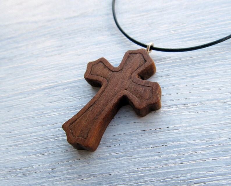 Wood Cross Necklace Christian Pendant Jewelry Handmade Wooden Christian