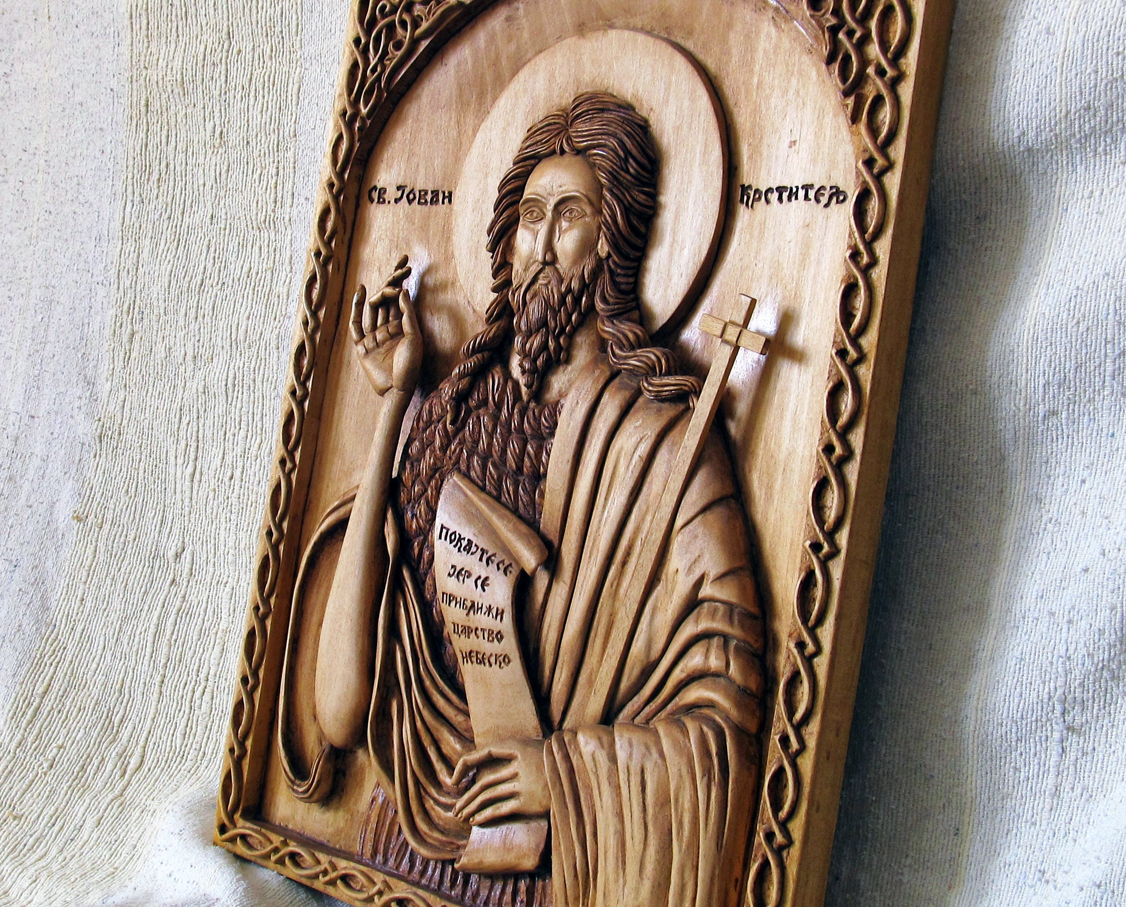 Orthodox Wood Icon Saint John the Baptist Handmade Carving, Orthodox ...