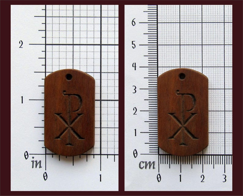 Chi Rho Byzantine Christogram Necklace Wooden Handmade 1.5
