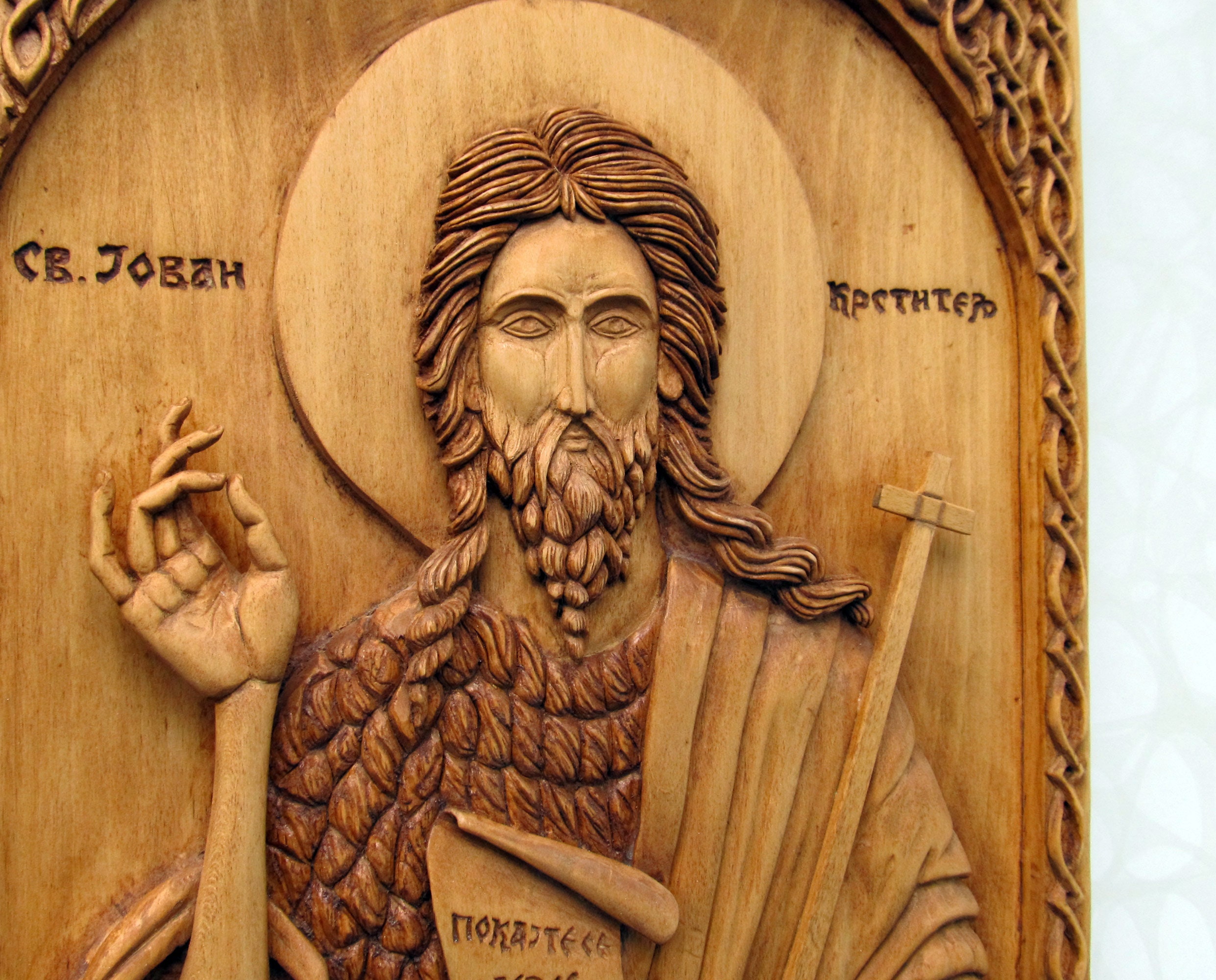 Orthodox Wood Icon Saint John the Baptist Handmade Carving, Orthodox ...
