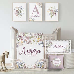 Baby Girl Crib Bedding Set - Wildflower Nursery Bedding Set- Floral Bedding Set- Personalized Nursery Bedding- Wildflower Crib Bedding- A553