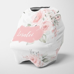 Gepersonaliseerde Car Seat Canopy, Floral Stretchy Car Seat Cover, Gepersonaliseerde Floral Carseat 4 in 1 Cover, Girl Carseat Canopy, Nursing Cover