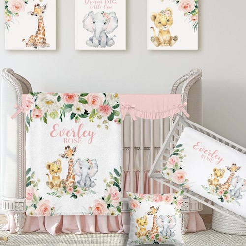 Safari Crib Bedding Set Baby Girl Nursery Bedding Set Safari Etsy