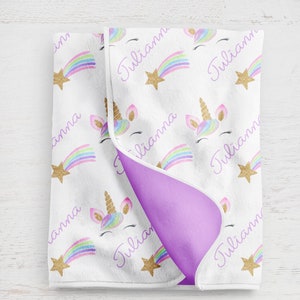 Personalized Baby Blanket Girl - Unicorn Baby Blanket - Baby Name Blanket -Baby Shower Gift- Personalized Baby Gift- Minky -Custom Swaddle