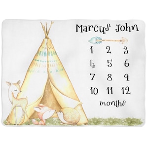 Baby Meilenstein Decke / Baby Monatlicher Wachstums Tracker / Baby Decke Junge Decke Individuelle Decke erhalten