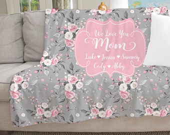 Personalized Mothers Day Blanket, Mother's Day Gift, Floral Blanket for Grandmother,  Personalized Mom Gift, Personalized Gift for Nana