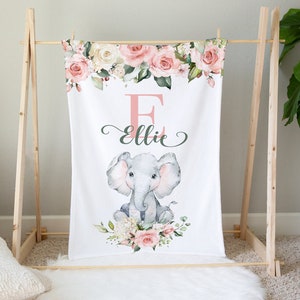Personalized Baby Girl Blanket -Baby Name Blanket - Safari Baby Shower Gift- Safari Animals Nursery - Safari Bedding -Baby Girl Crib Blanket