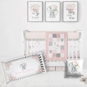 Personalized Elephant Nursery Set  - Custom Elephant Baby Blanket - Personalized Baby Gift- Baby Name -Elephant Nursery Set - Elephant Sheet