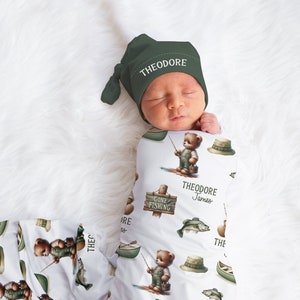 Inbakerset vissen, inbakerdoek vis, gepersonaliseerde babydeken, visserijkwekerij, babydeken vissen, Coming Home-outfit vissen S580
