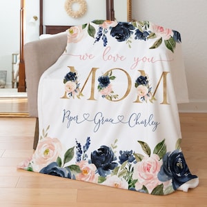 Manta del Día de la Madre, Regalo Personalizado Para El Día de la Madre, Regalo De la Abuela De la Familia, Manta Familiar Personalizada, Regalo de Navidad de los niños