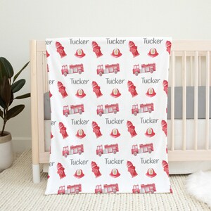 Personalisierte Feuerwehrmann Decke - Feuerwehrmann Baby Jungen Decke - Name Decke - Baby Junge Dusche Geschenk - Kleinkind Geburtstag Decke - SW109