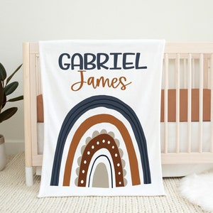 Personalized Rainbow Blanket- Custom Rainbow Baby Boy Blanket - Toddler Rainbow Blanket -Baby Shower Gift- Toddler Boy Birthday Gift