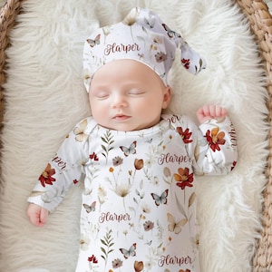 Personalized Wildflower Blanket with Name, Boho Floral Baby Girl Butterfly Blanket, Custom Toddler Girl Blanket with Butterflies, SB609