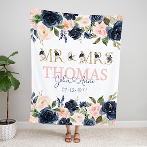 Personalized Anniversary Blanket - Custom Anniversary Gift for Parents - Mr & Mrs Gift with Wedding Date Throw Blanket - Wedding Gift