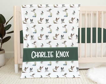 Personalized Duck Blanket- Custom Duck Hunting Baby Boy Blanket - Name Blanket - Hunting Baby Shower Gift-  Mallard Baby Blanket -SB540