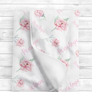 Personalized Baby Blanket Girl - Floral Baby Girl Blanket - Baby Name Blanket -Baby Shower Gift- Personalized Baby Gift Personalized Swaddle