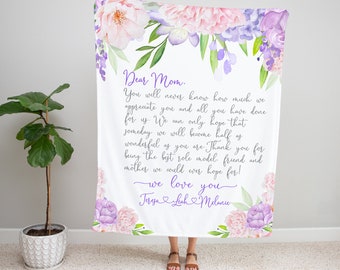 Floral Love Letter Blanket for Mom, Mothers Day Blanket, Personalized Mother's Day Gift, Custom Mom Gift, Personalized Birthday Gift for Mom