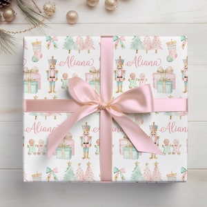 Carta da regalo natalizia personalizzata Schiaccianoci - Carta da regalo rosa menta e oro Carta da regalo personalizzata con nome, estetica Coquette H114