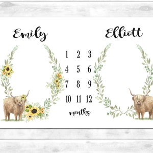 Artsadd Custom Twin Milestone Blanket With Name - Personalized Sunflower Throw For Baby Photos, 40x50 Inches