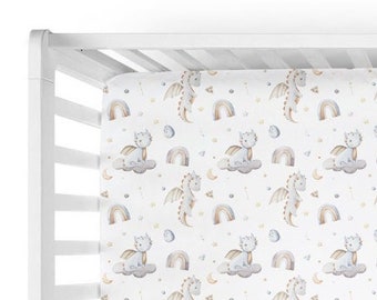Baby Boy Dragon Crib Sheet - Custom Dragon Crib Bettwäsche. Drachen-Baby-Dusche-Geschenke. Drachen Kinderzimmer - Zauberhafte Baby Bettwäsche
