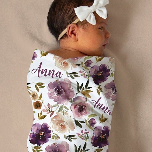 Rainbow Baby Girl Swaddle Blanket Hat Set custom Baby Shower Etsy