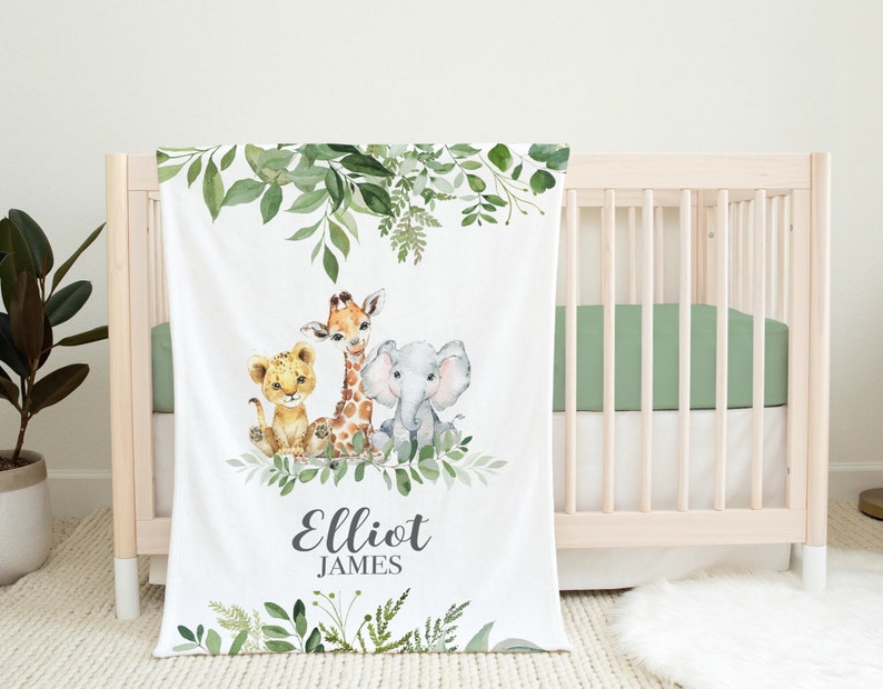 Safari Animal Crib Bedding Set personalized Baby Boy Blanket Etsy