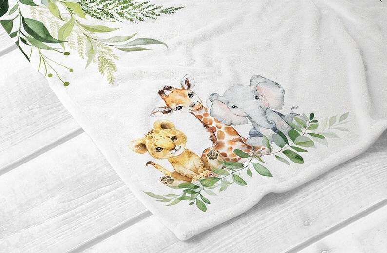 Safari Milestone Blanket Boy, Personalized Baby Boy Blanket, Safari Animal baby Blanket, Custom Blanket, Baby Gift, Baby Shower Gift SM114 image 3