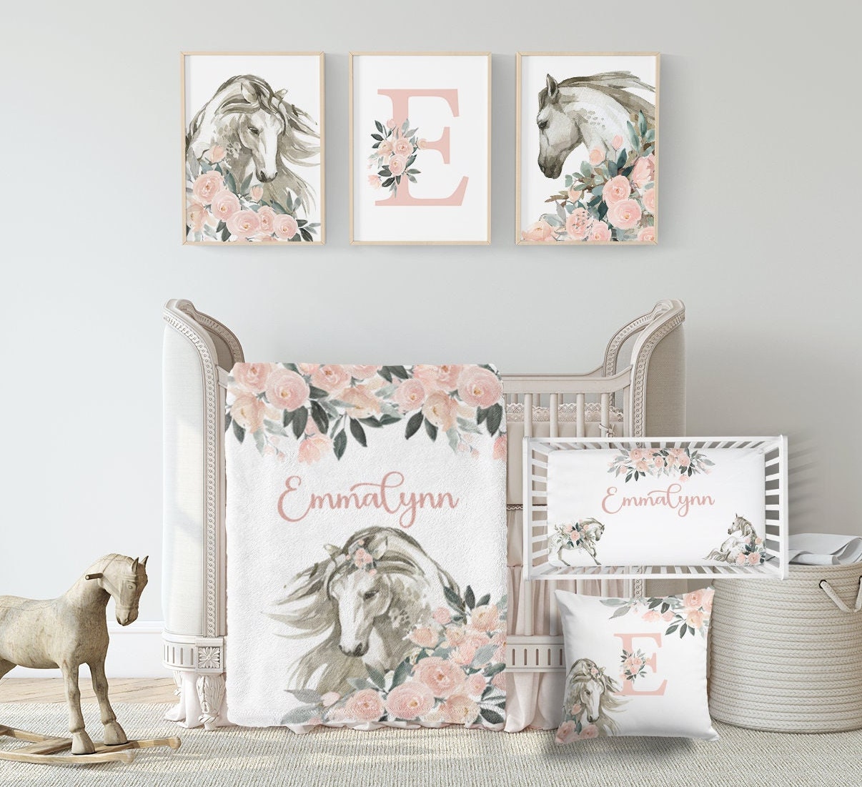 Personalized Horse Blanket boho Floral Baby Girl Blanket Etsy