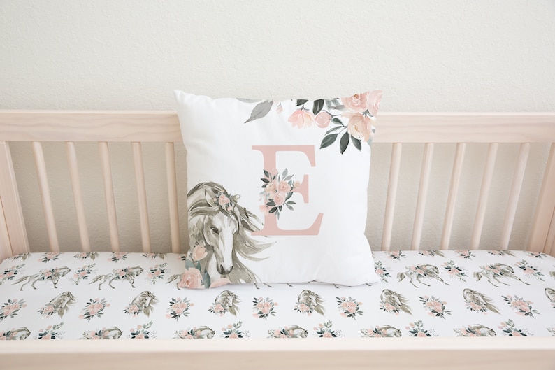 Horse Crib Bedding Set Girl Horse Nursery Bedding Set Farm Etsy