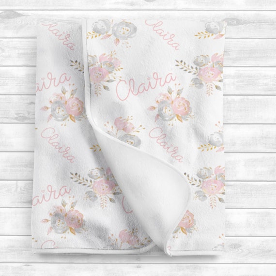 Personalized Baby Blanket Girl Floral Baby Girl Blanket Baby Name Blanket baby Shower Gift Personalized Baby Gift Personalized Swaddle Etsy