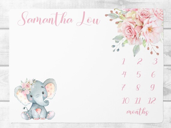 Baby Girl Milestone Blanket Personalized Baby Month Blanket Baby Growth Tracker Blanket Girl Elephant Blanket Baby Girl Shower Gift Etsy Canada