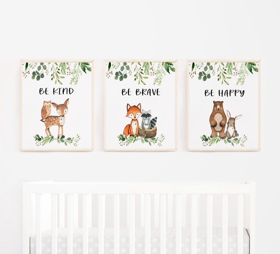 Baby Boy Woodland Nursery Wall Art, Woodland Animal Set of 3 Printable ...
