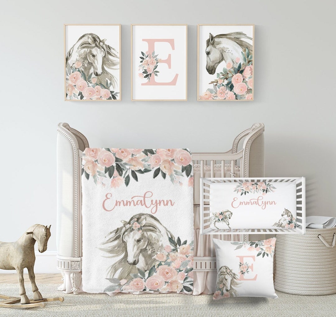 Horse Crib Bedding Set Girl Horse Nursery Bedding Set Farm Bedding Set