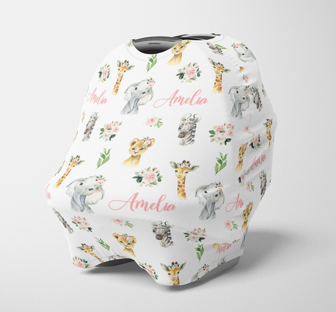 Personalized Car Seat Canopy, Girl Stretchy Car Seat Cover