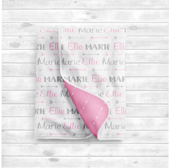 Personalized Baby Girl Blanket - Arrow Baby Blanket- Personalized Swaddle-Baby Name Blanket-Baby Girl Nursery-Receiving blanket-Baby Shower