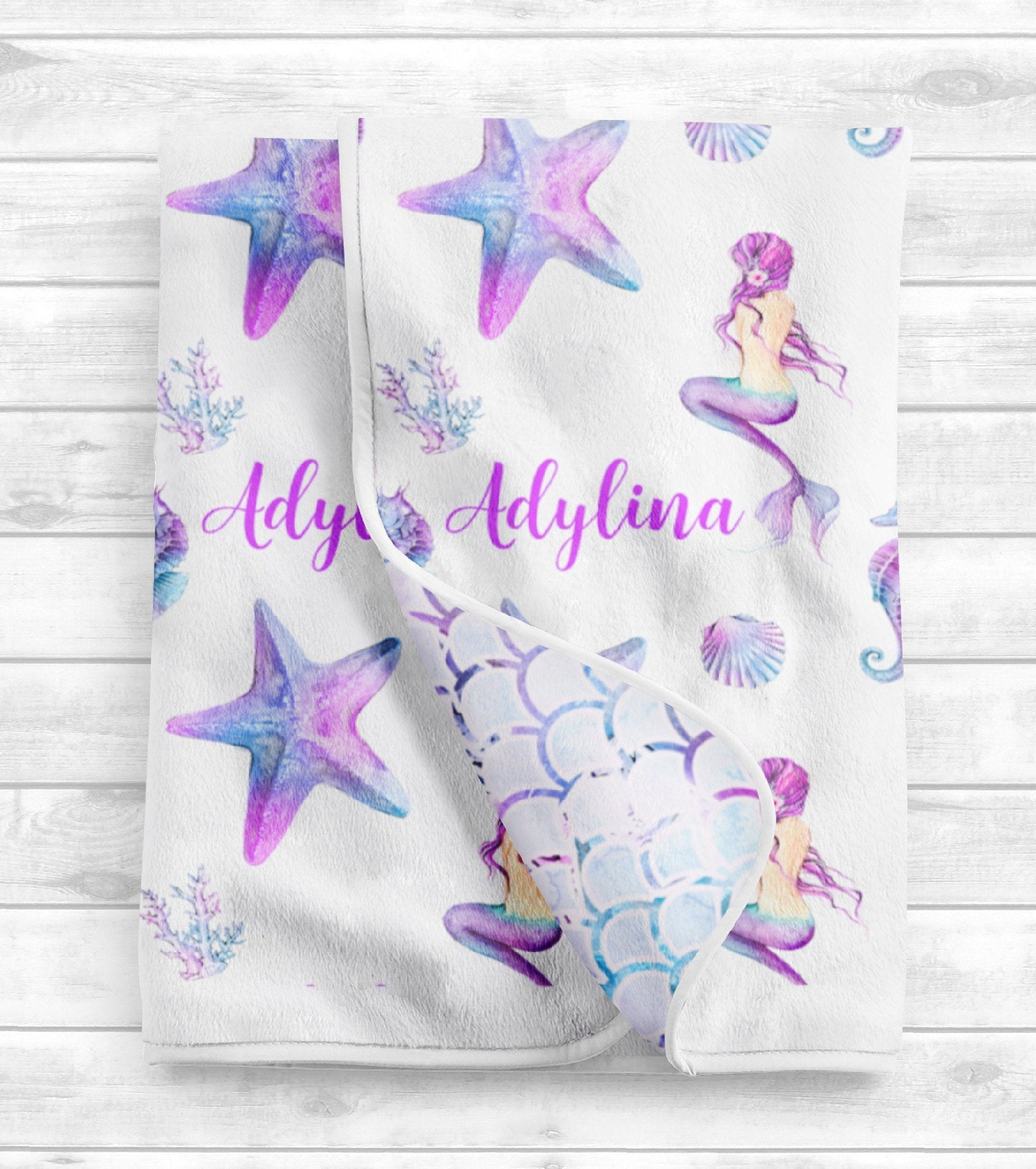 Personalized Baby Girl Blanket Mermaid Baby Blanket Etsy