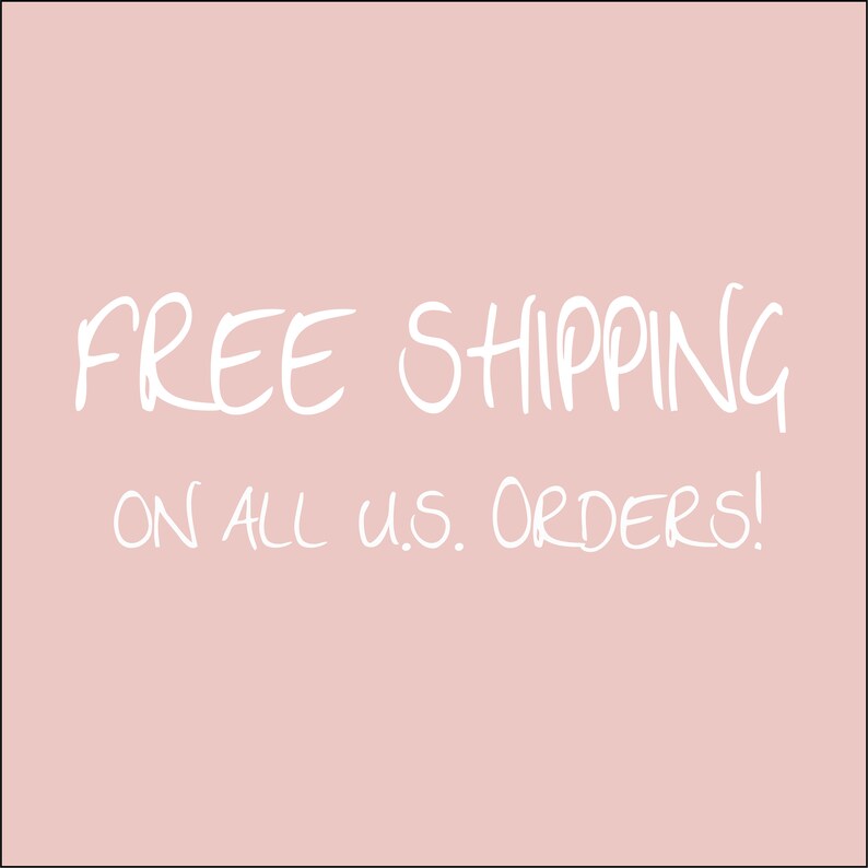 K&ouml;nnte beinhalten: Ein rosa Hintergrund mit wei&szlig;em Text, der "FREE SHIPPING ON ALL U.S. ORDERS!" lautet.