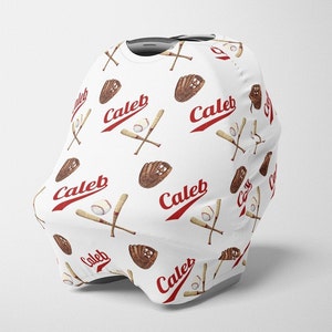 Personalizowany daszek na fotelik samochodowy Baseball, elastyczny pokrowiec na fotelik samochodowy, personalizowany pokrowiec na fotelik samochodowy 4 w 1, daszek na fotelik samochodowy dla chłopców, niestandardowy pokrowiec do karmienia piersią