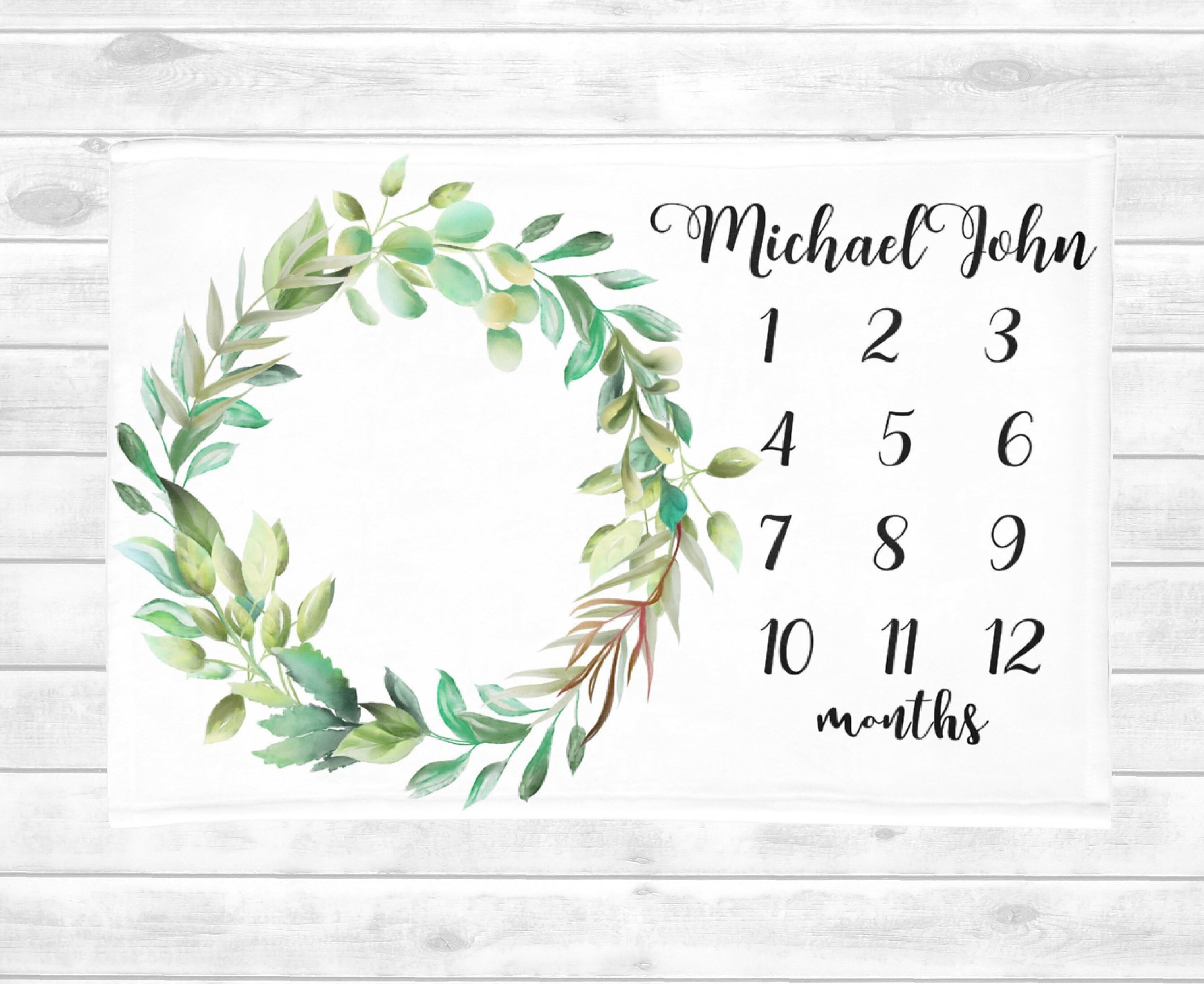 Simple Wreath Milestone Blanket Boy Baby Month Blanket Baby Shower Gift Growth Blanket Milestone Baby Blanket Boy Fleece Blanket