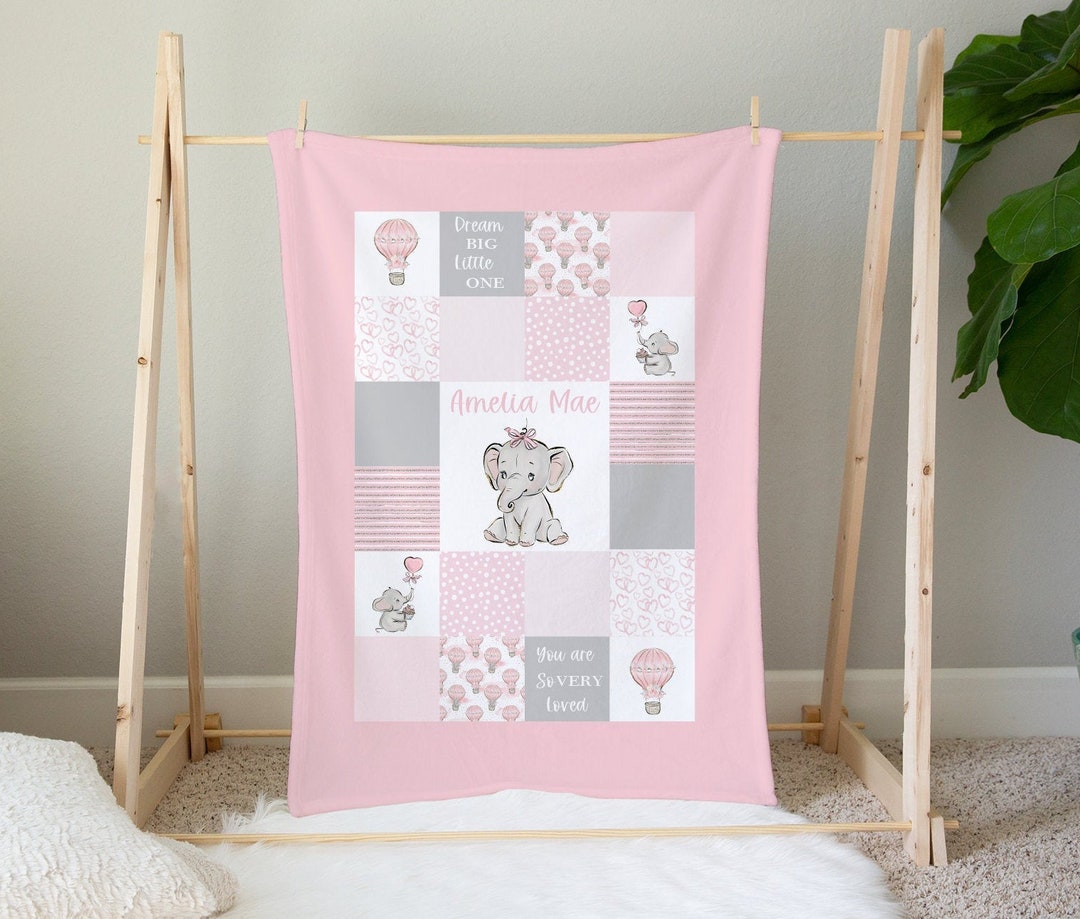 Pink Elephant Baby Blanket Girl personalized Baby Girl Blanket With Hot