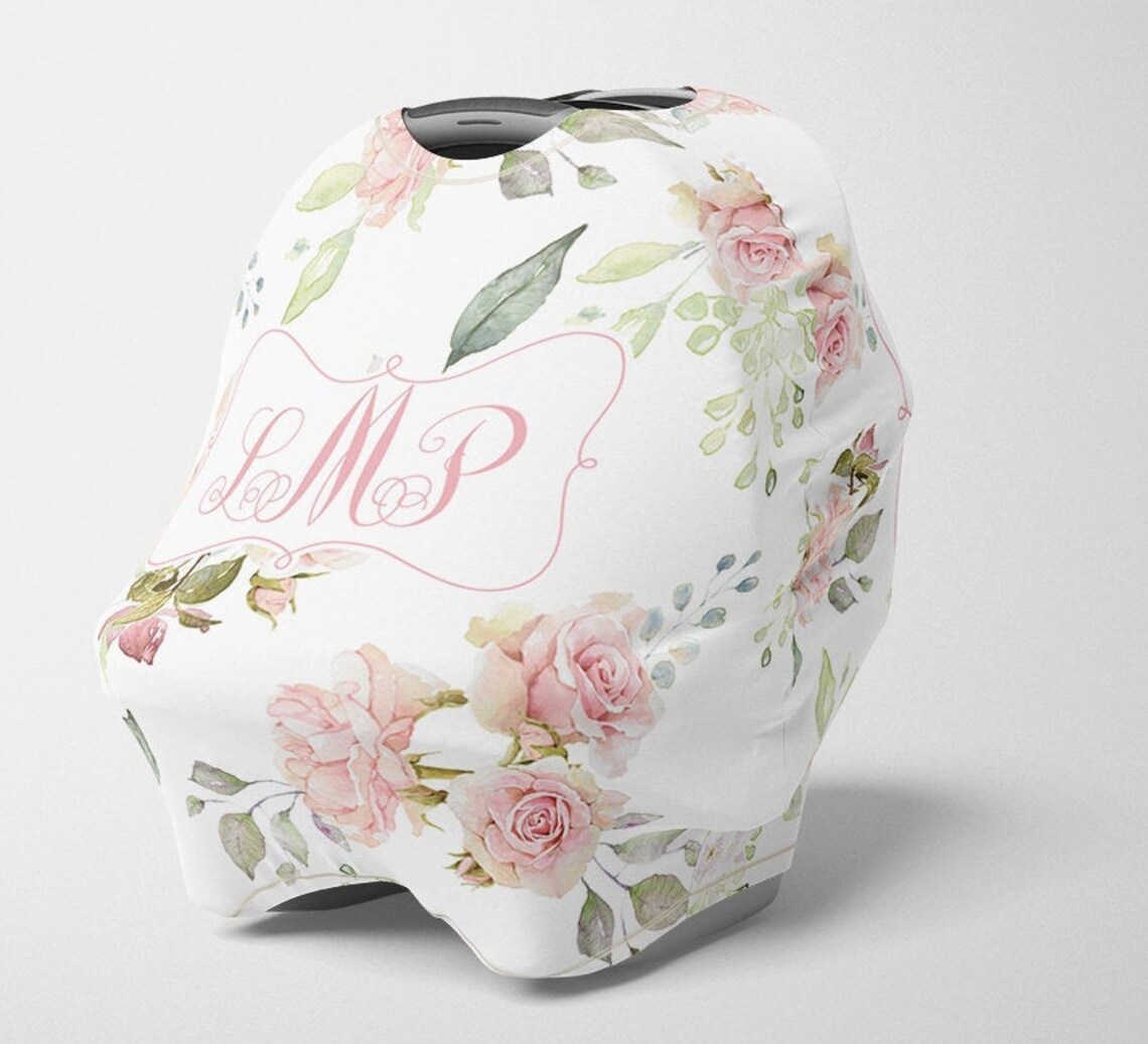 Personalized Car Seat Canopy Girl Stretchy Car Seat Cover Etsy
