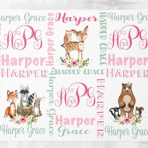 Personalized Baby Girl Blanket -Floral Minnie Mouse Baby Blanket -Monogrammed Baby Blanket -Baby Shower Gift- Floral Baby Blanket image 1