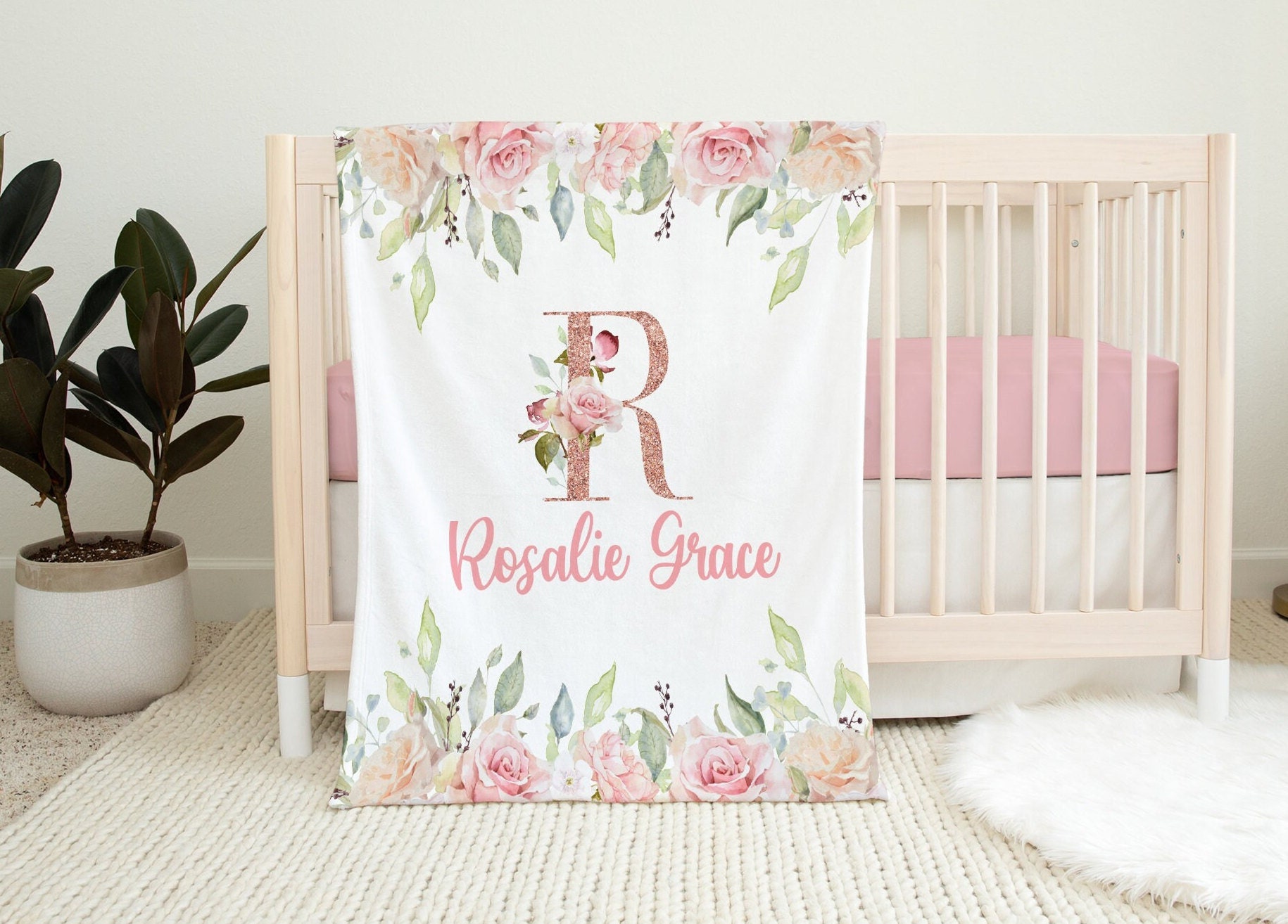 Grace 4 piece baby girl dusty pink floral layered patchwork crib bedding set shop