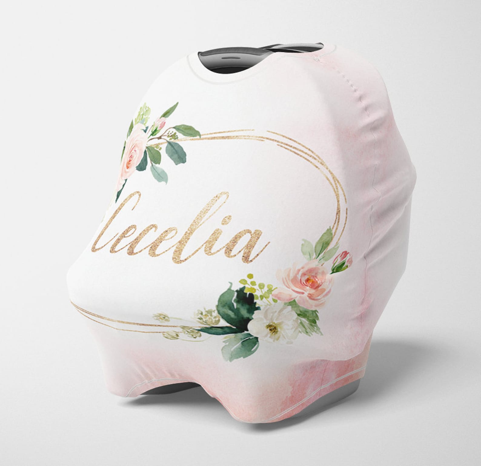 Personalized Car Seat Canopy Girl Stretchy Car Seat Cover Etsy