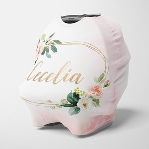 Personalizowany daszek na fotelik samochodowy, dziewczęcy elastyczny pokrowiec na fotelik samochodowy, personalizowany kwiatowy pokrowiec na fotelik samochodowy 4 w 1, dziewczęcy daszek na fotelik samochodowy, pokrowiec do karmienia piersią