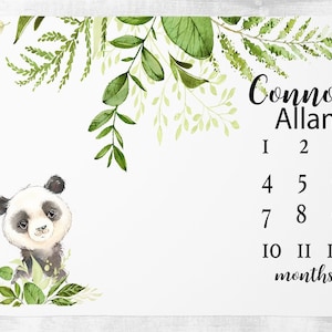 Cobertor Milestone para bebê, Cobertor Milestone Panda, Cobertor personalizado para menino ou menina, Cobertor para bebê, Berçário Panda, Tema da selva